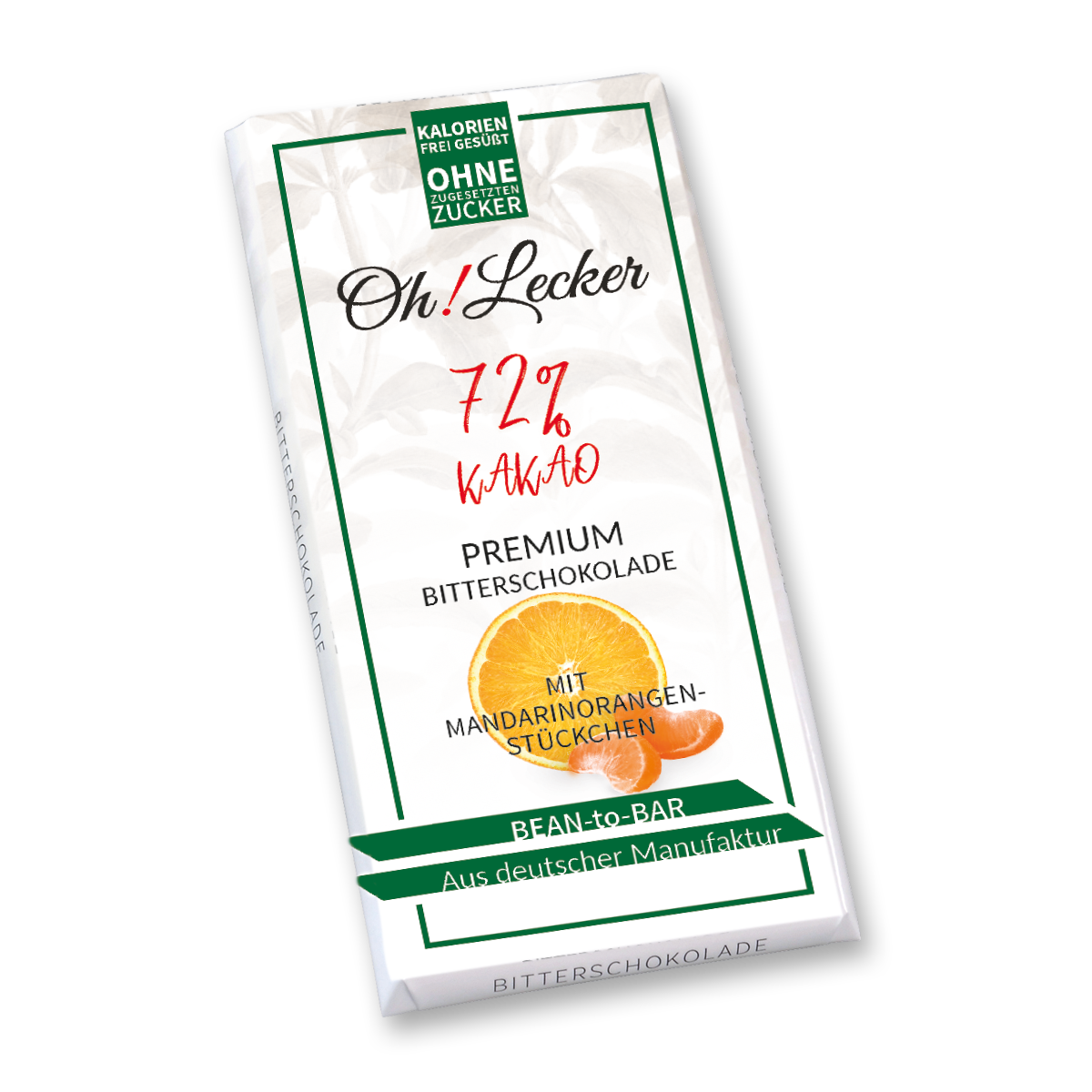 72% Bitterschokolade Orange Stevia
