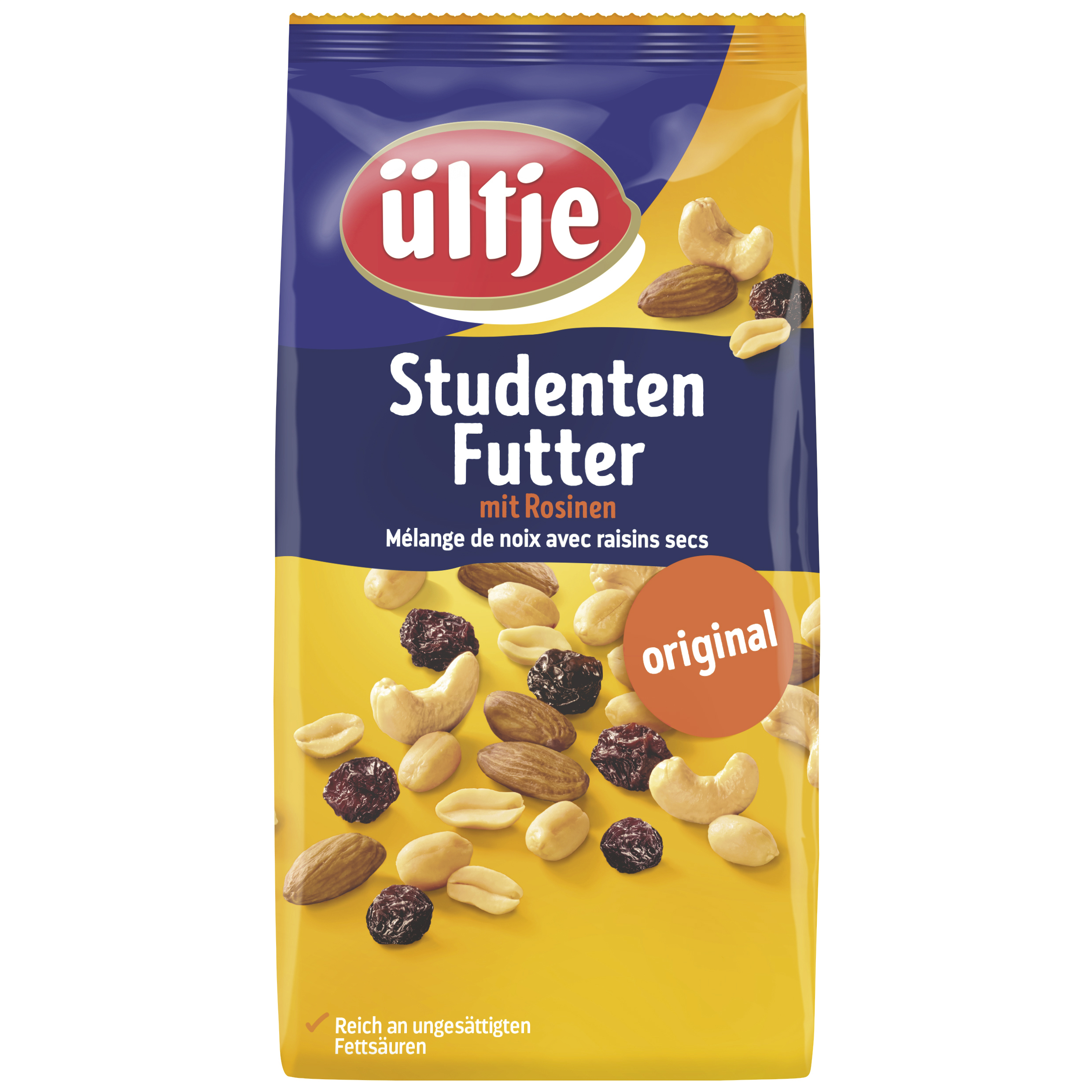 ültje Trail Mix original 1000g The energy supplier for every occasion. The popular mix of roasted peanuts, cashews and almonds, as well as juicy raisins.