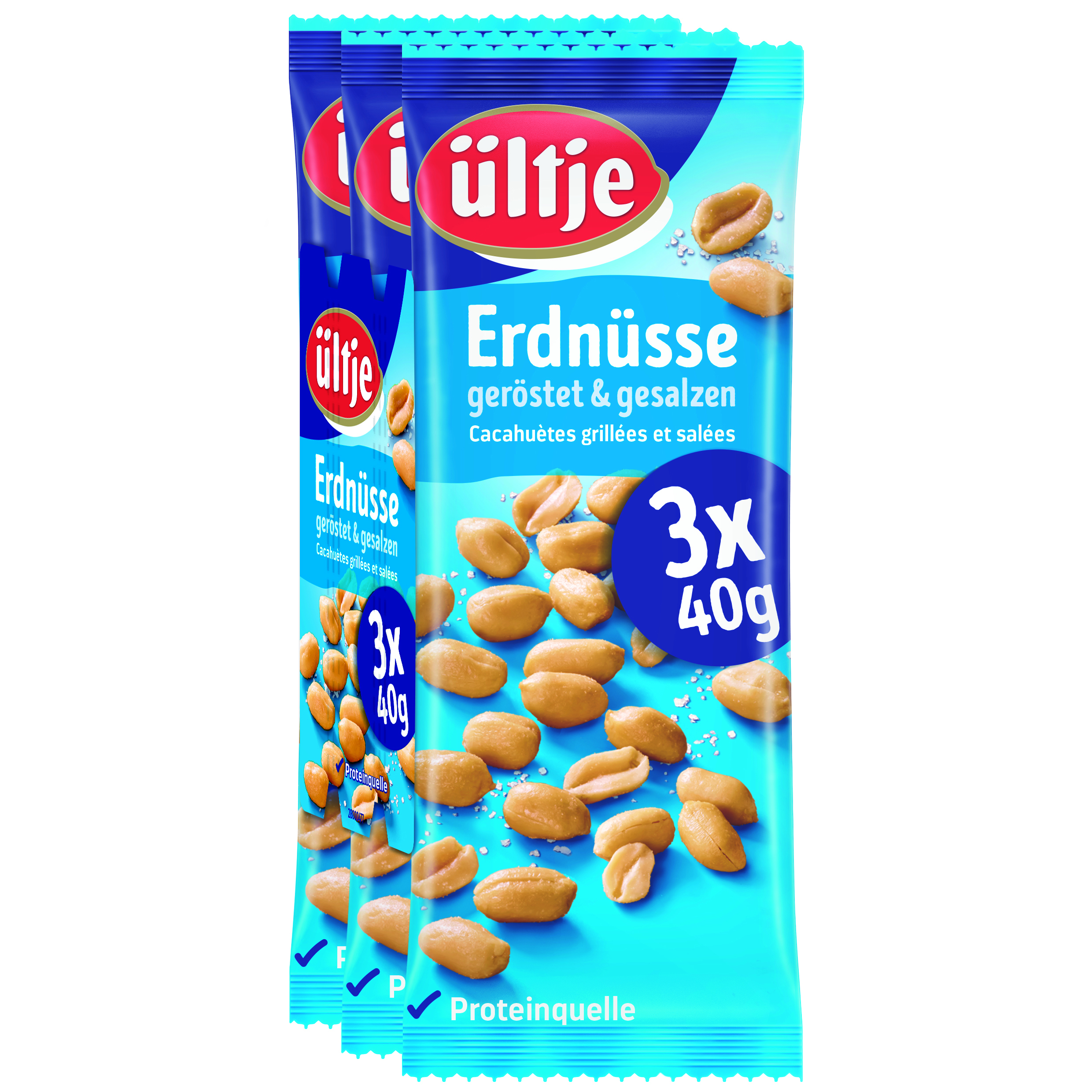 ültje Peanuts 3x40g Multi-Pack The classic from ültje: salted peanuts, crisply roasted. These belong on the table at every party and are also a must for a cosy evening watching TV.